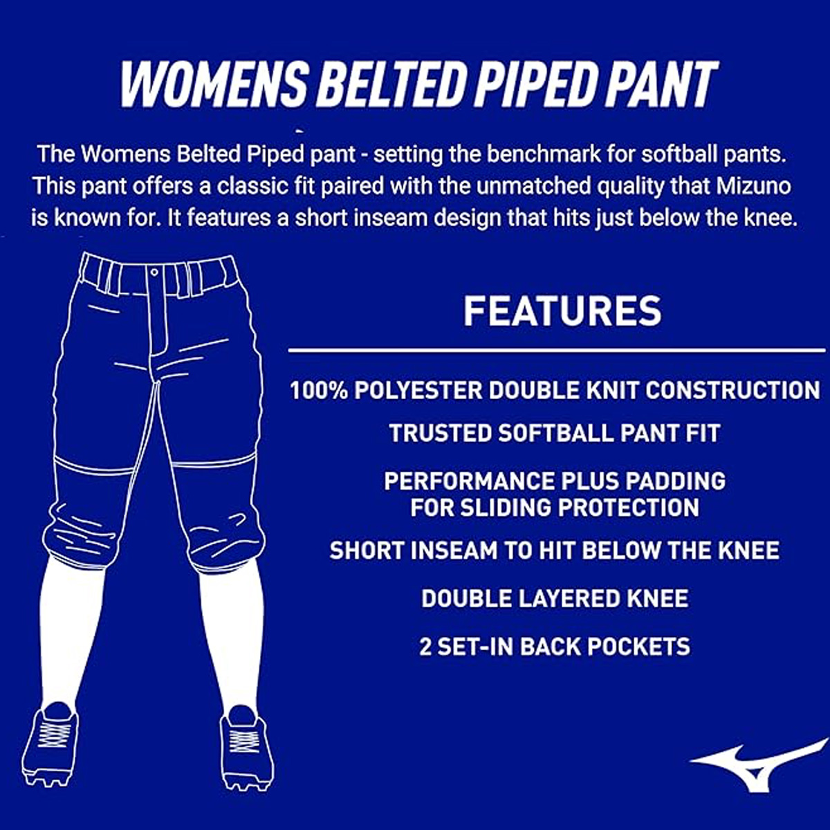 Mizuno Belted Piped Pantalón Softbol Dama WB - Imagen 3