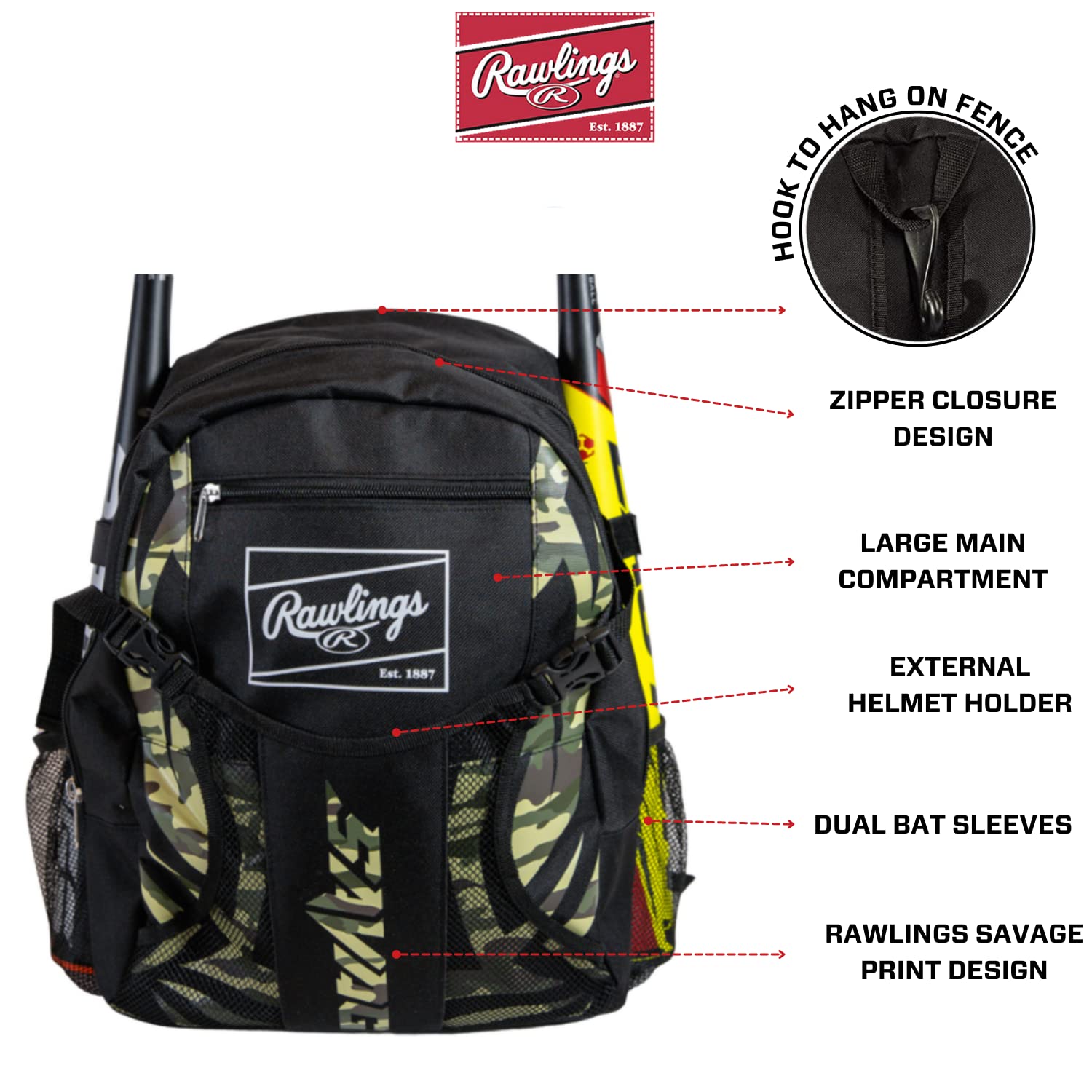 Rawlings Savage Batpack Mochila Batera Juvenil - Imagen 3